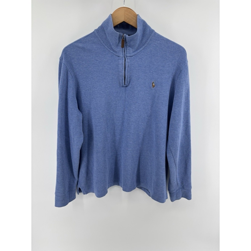 Polo Ralph Lauren Estate Ribbed Quarter Zip Sz L Pullover Sweater Flesh Pony